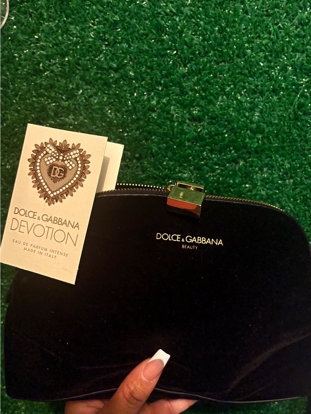 Dolce & Gabbana Black Velvet Cosmetics Bag w/ FREE SAMPLE